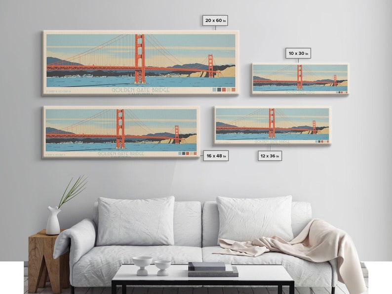 Golden Gate Bridge Framed Canvas Print: Vintage Travel Poster image 8