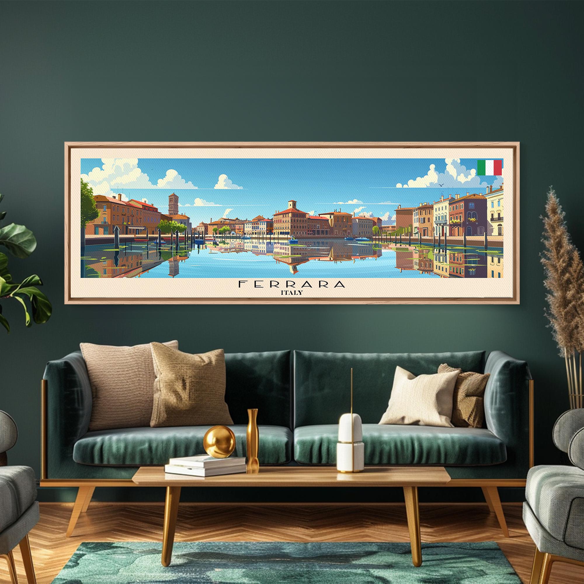 Ferrara Italy Art: Panoramic Cityscape, Framed Canvas or Metal