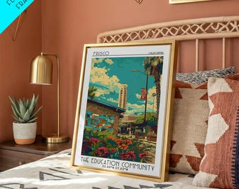 Fullerton Travel Poster, Framed Canvas Print, Travel Art Print, Modern Wall Decor, Travel Posters, Vintage Travel, Home Office Decor