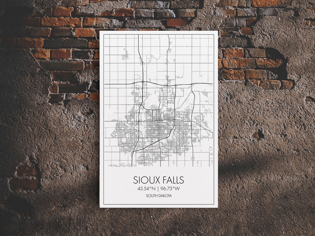 Sioux Falls Street Map South Dakota Map City Map Print - Etsy