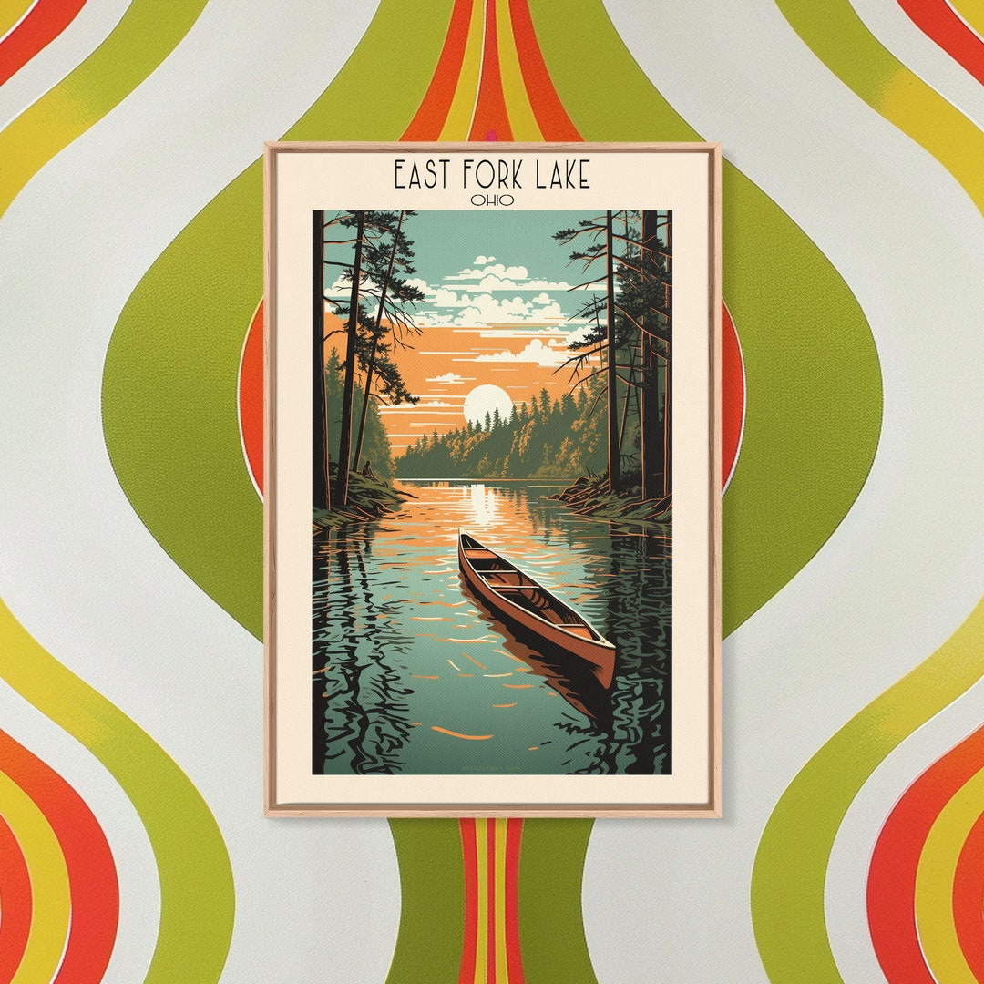 East Fork Lake Ohio Framed Canvas Print, Travel Print, Lake House Decor