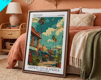 Fremont Travel Poster, Canvas Print, Retro Wall Art, Travel Print, Minimalist Poster, City Wall Art, Home Decor, Vintage City Poster