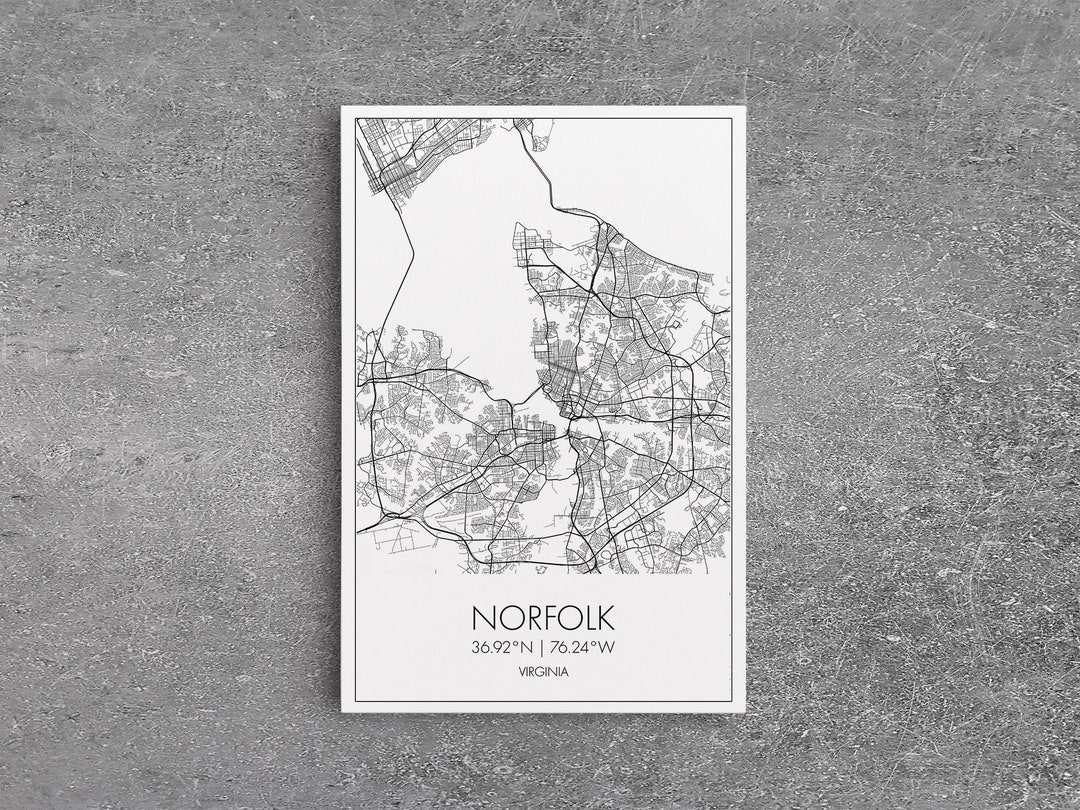 Norfolk Street Map Virginia Map City Map Art Modern Art - Etsy