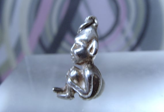 Vintage 1960s Pixie/Imp solid silver charm - image 1