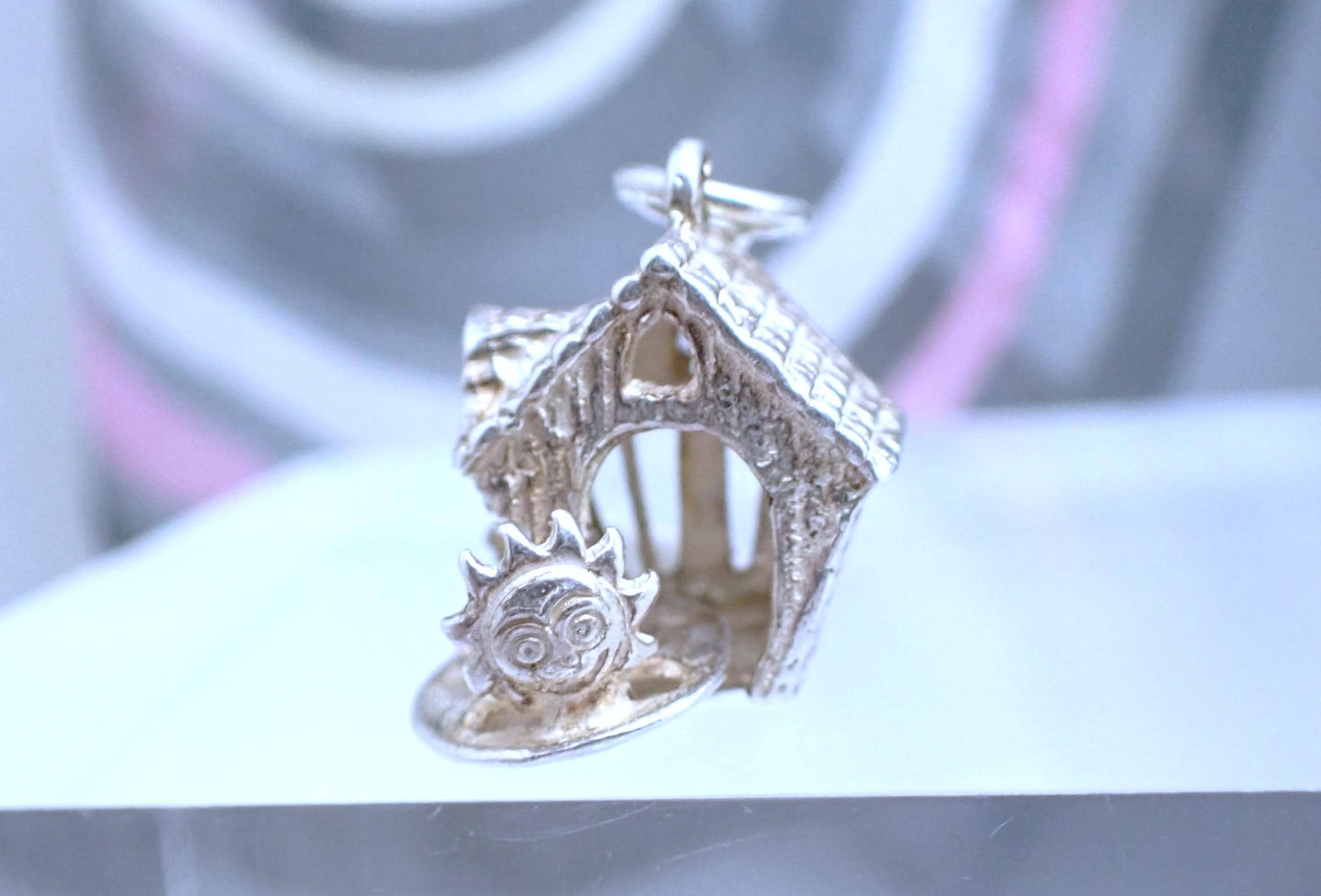 Charme Breloque Argent Sterling 925 HMK - Baromètre Mobile Vintage, 3.5g, France