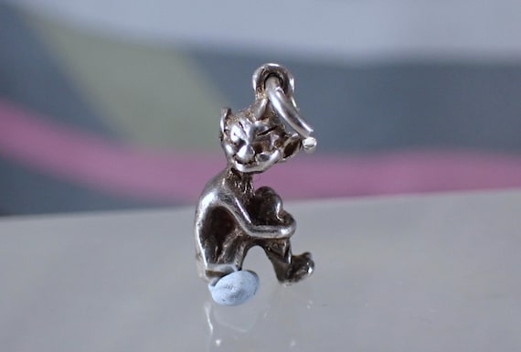 Vintage 1960s Pixie/Imp solid petite silver charm - image 1
