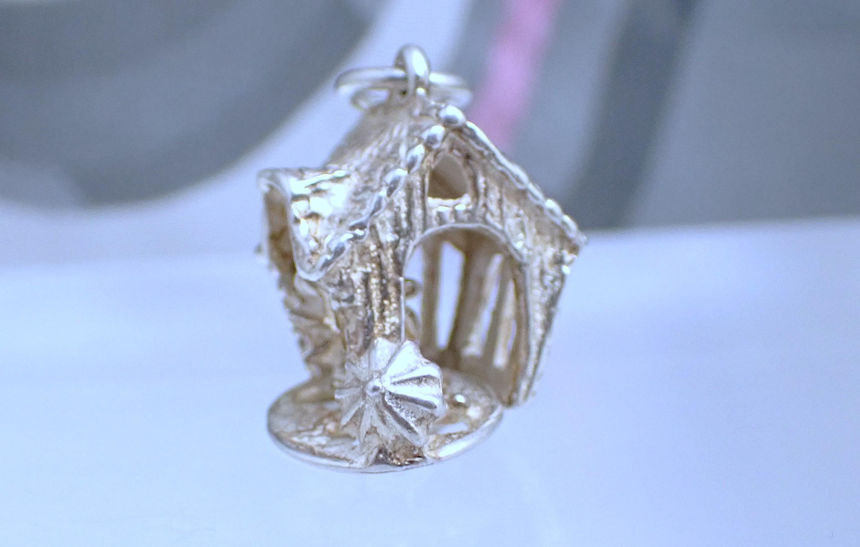 Charm Pendentif Vintage Argent Sterling 925 - Baromètre Mobile HMK - Pièce Collector