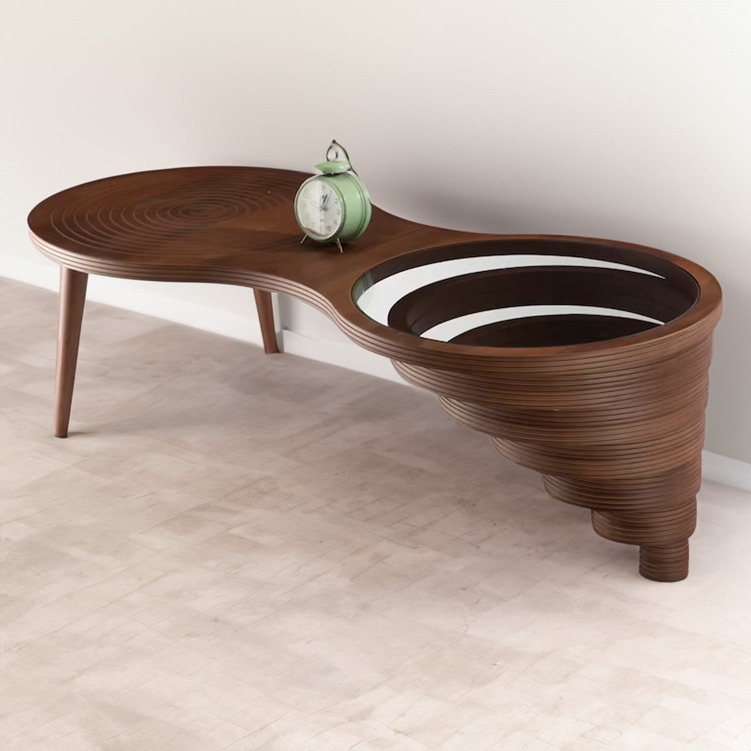 Wood Coffee Table Natural Walnut Custom Designed Coffee Etsy