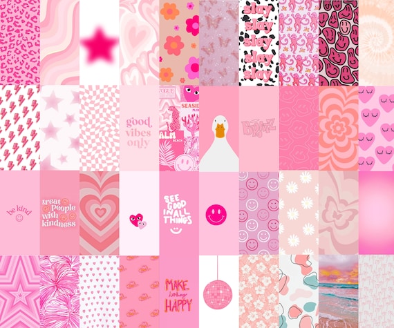 98pcs Pink Preppy Collage Kit Wallpapers printable Digital Download 