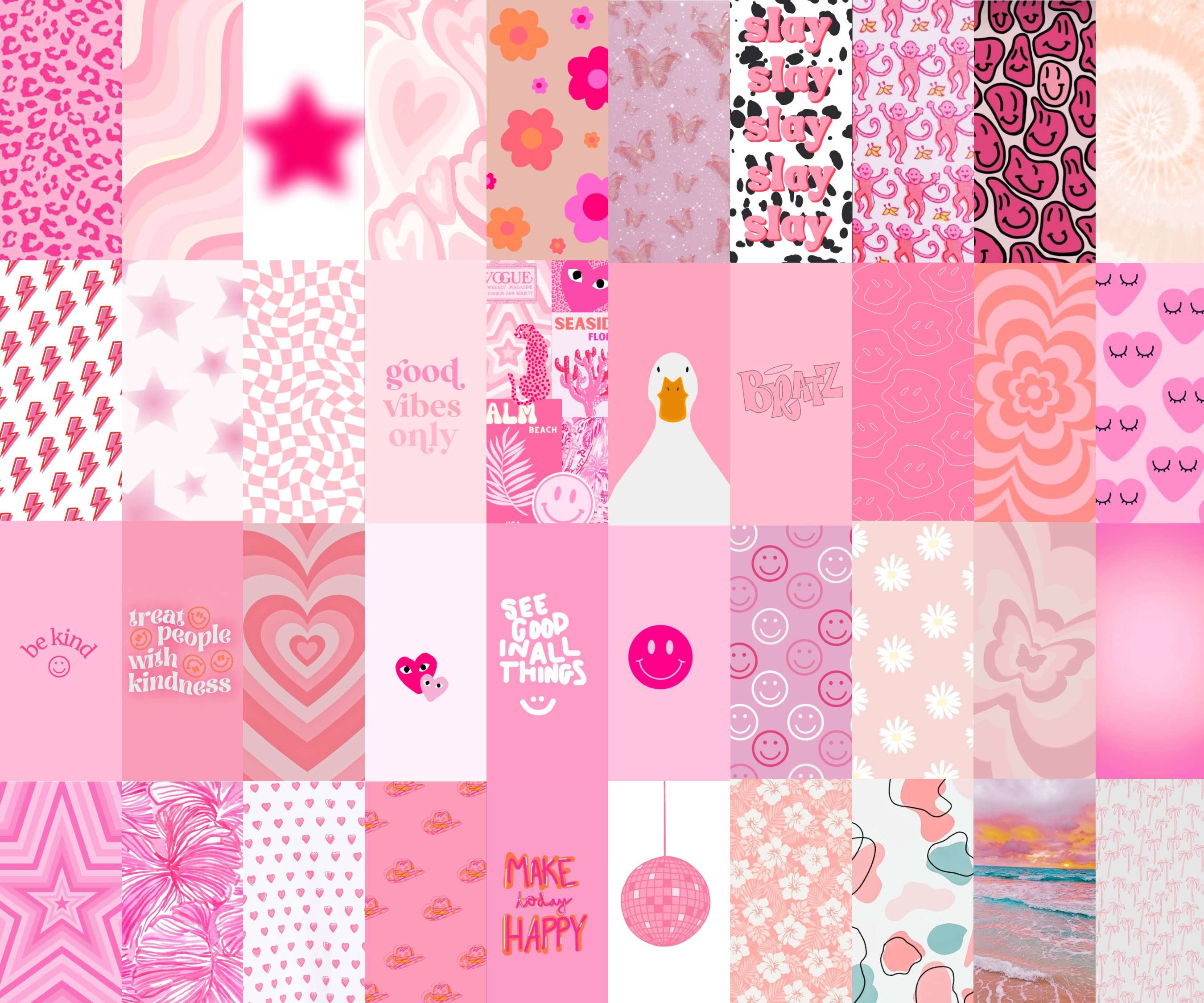 98pcs Pink Preppy Collage Kit Wallpapers printable Digital Download 