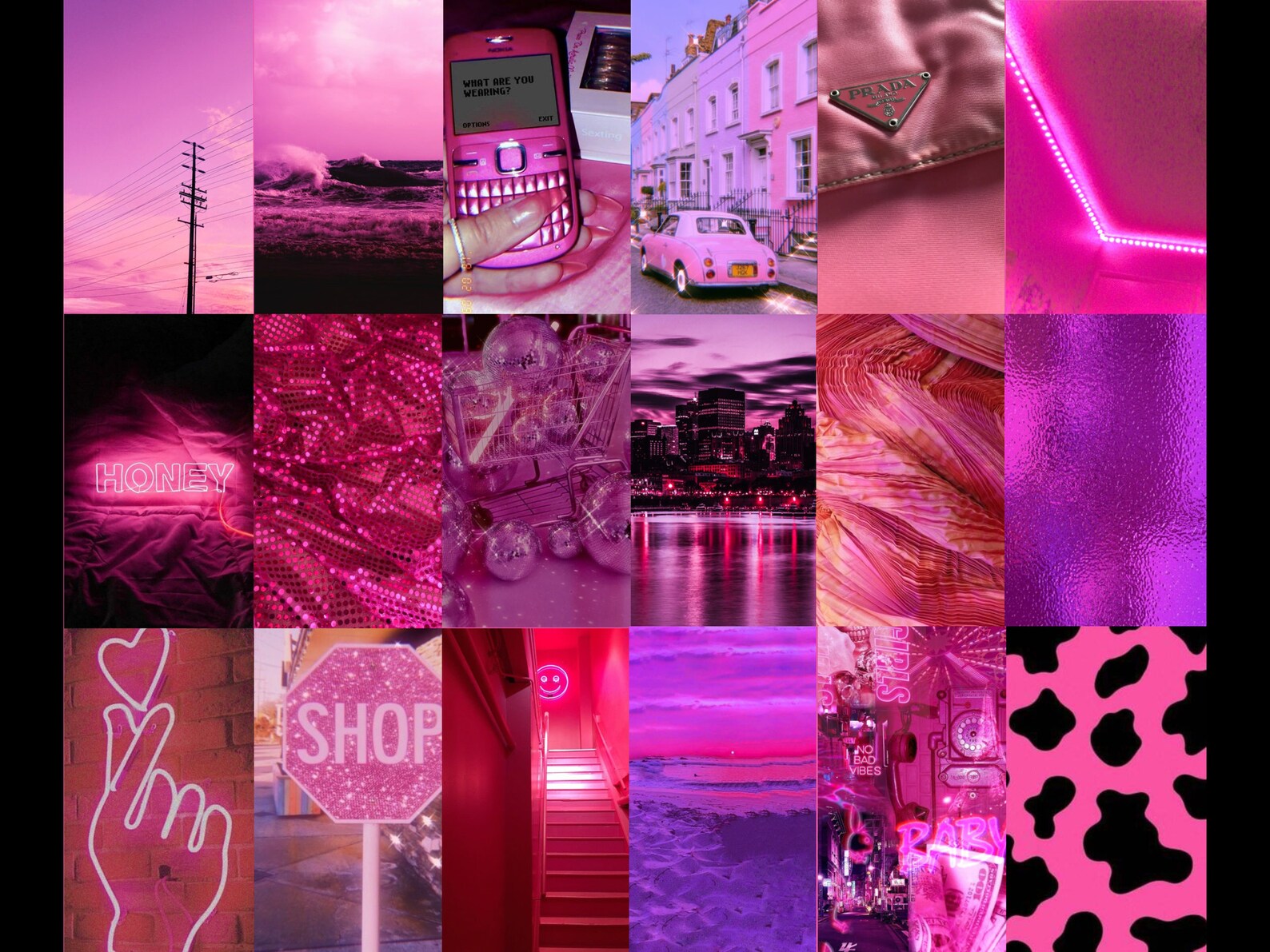 98pcs Hot Pink Collage Kit Wallpapers printable Digital Download Etsy