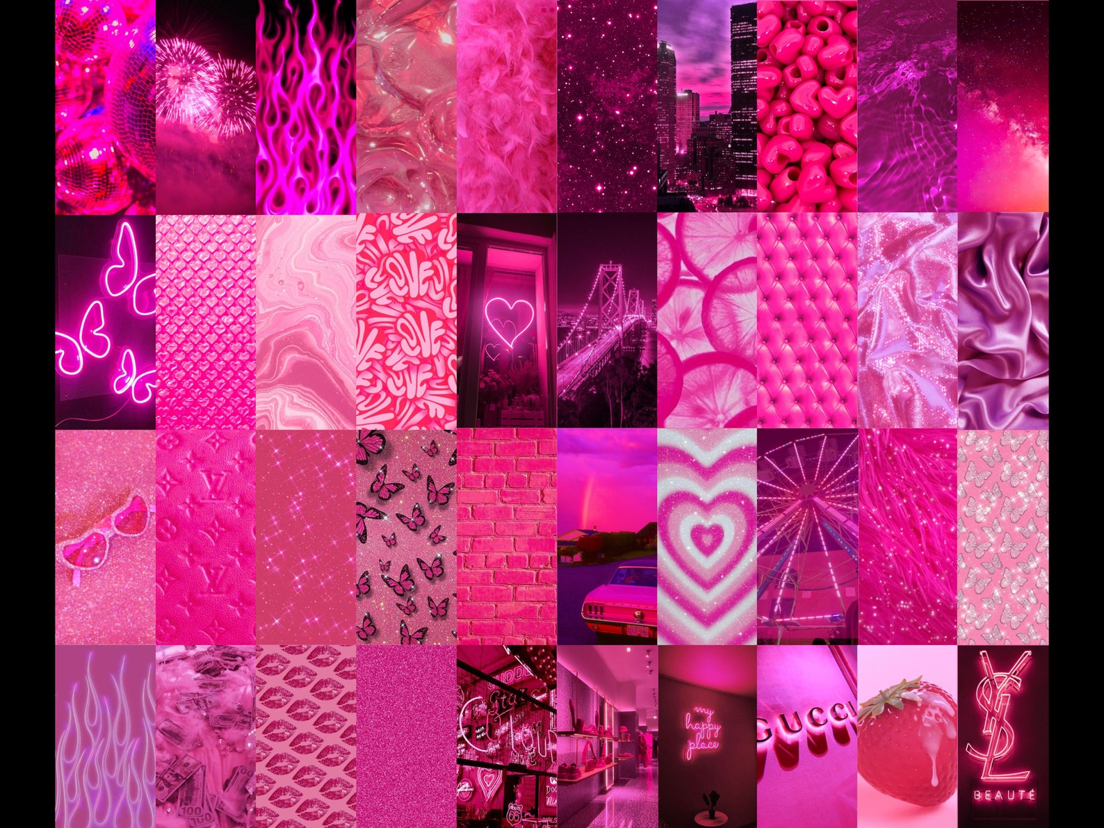 98pcs Hot Pink Collage Kit Wallpapers printable Digital Download Etsy