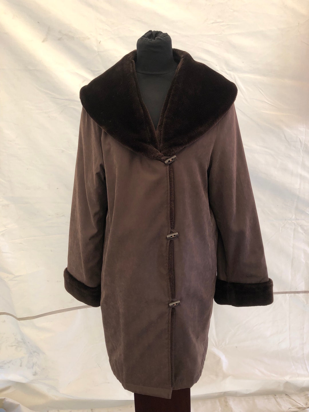 Vintage Faux Fur Edged Coat Etsy UK