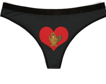 Tangas divertidas de castor saludando con corazón para mujer, lencería de animales adorables, ropa interior novedosa, regalo sexy para ella, bragas para el día de San Valentín, románticas