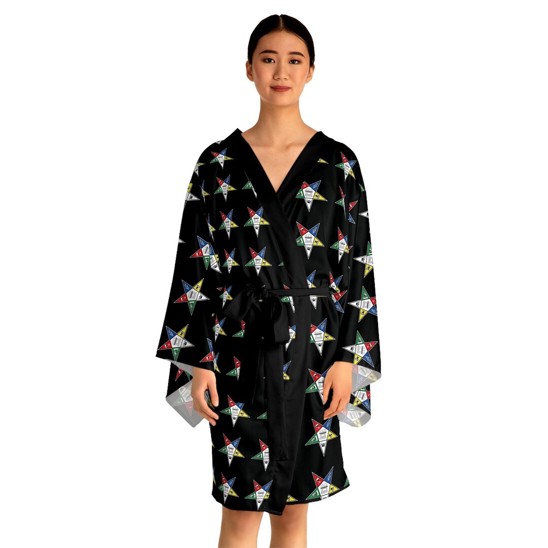 Fancy Star Robe Order of the Eastern Stars / OES Long Sleeve Kimono Robe All Over Print ...