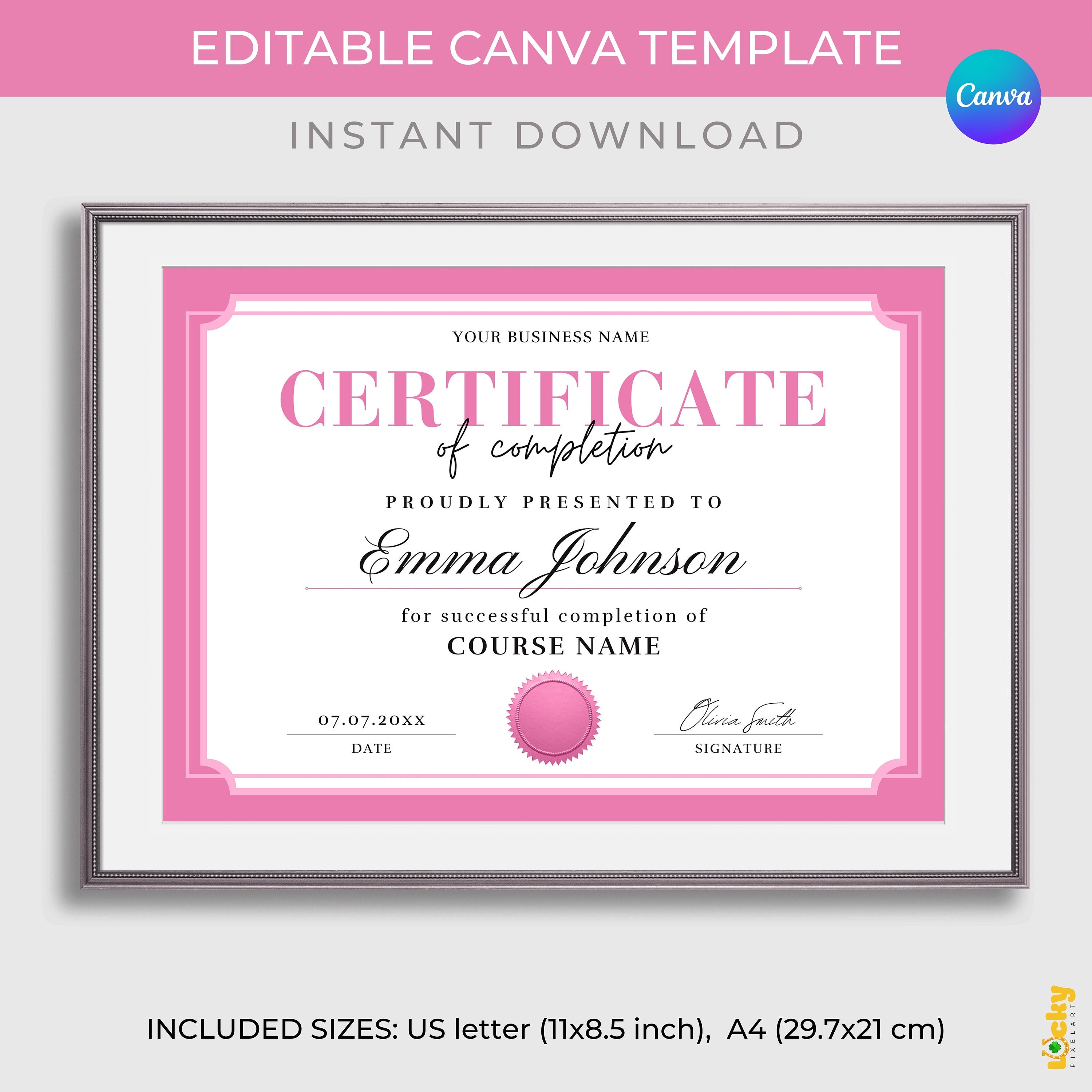 Editable Certificate of Completion Template Award Template Printable ...