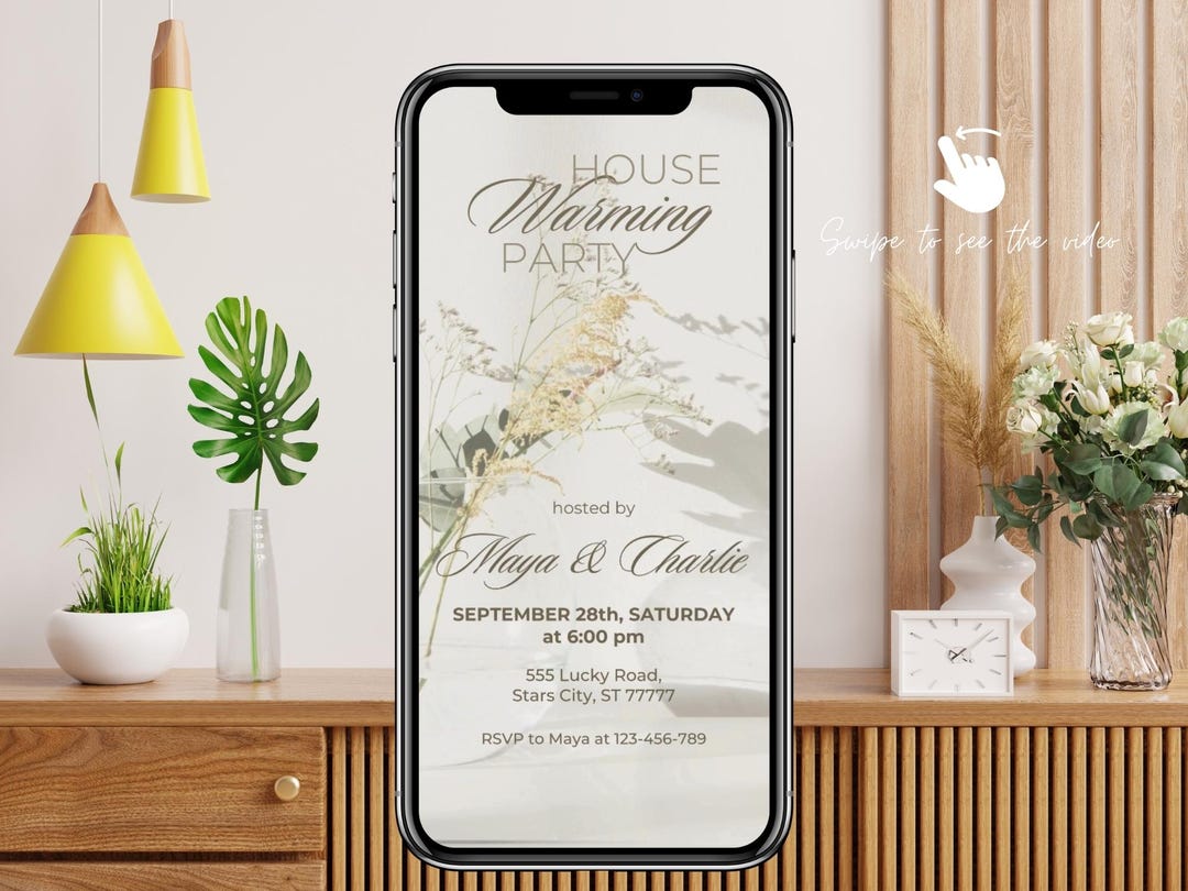 Editable Housewarming Video Invitation: Modern Minimalist Evite ...