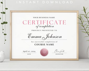 Certificate Of Completion Template Award Template Printable Lash Nails Artist Certificate Training Certificate Template Editable Canva