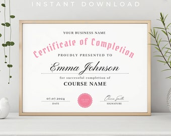 Editable Certificate of Completion Template: Lash, Nail, Brow Artist (Canva)