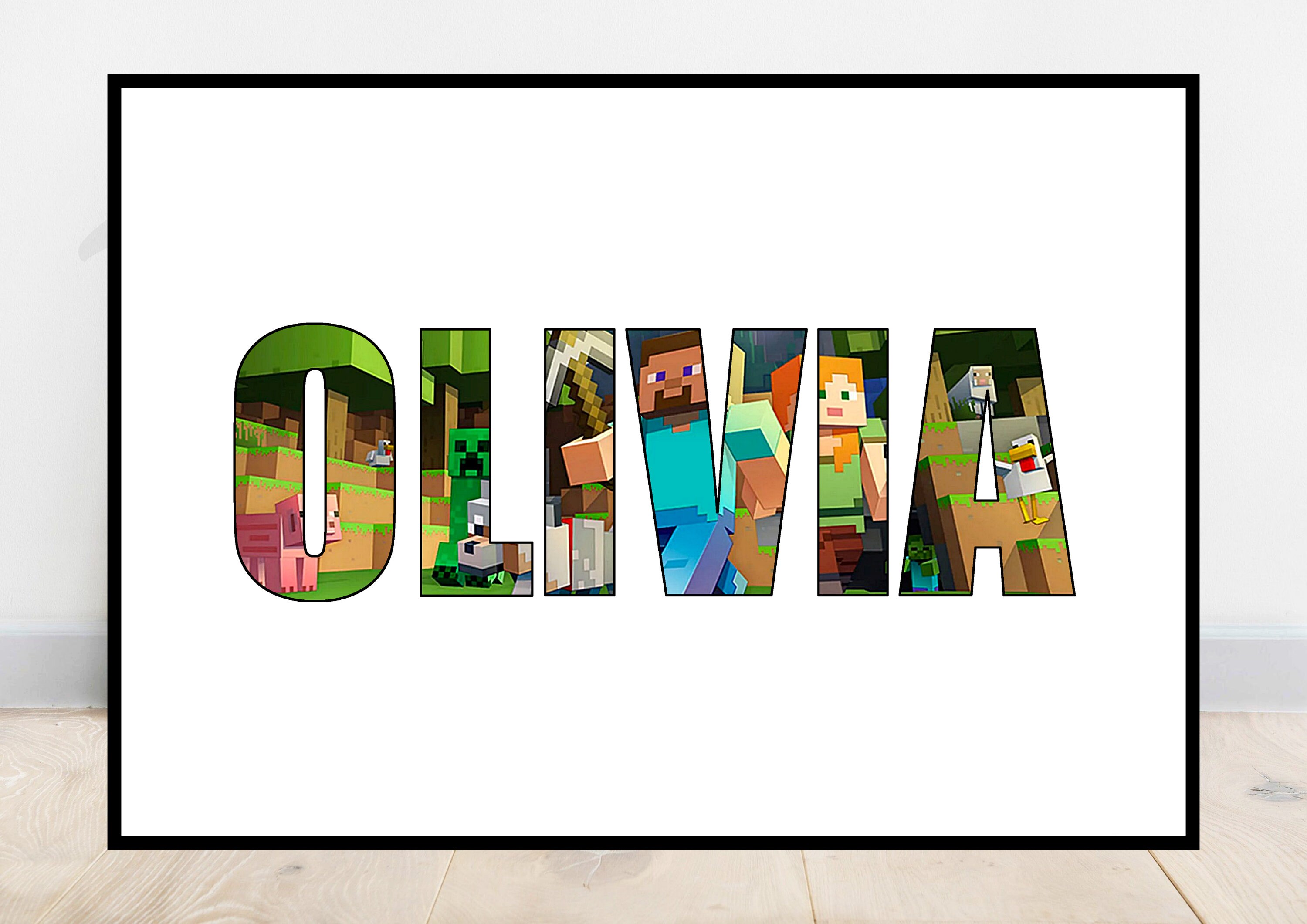 Personalised Minecraft Name Print Custom Minecraft Characters Child's ...