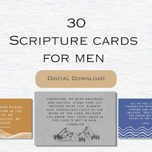 Tarjetas de Escritura para hombres/tarjetas de versículos bíblicos para hombres/tarjetas de afirmación de Escrituras