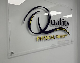 Rectangle Custom Acrylic Sign with 3D Effect | Lobby Sign | Rectangle Sign | Laser Cut Sign | Office Sign | Business Logo Sign | Beauty Sign