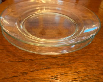 ヴィンテージ ブルー ディナー クリア ガラス プレート 6 枚セット