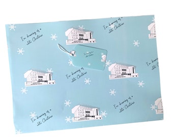 Pack of 2, Leeds United, Elland Road, White Christmas Gift Wrap Sheets