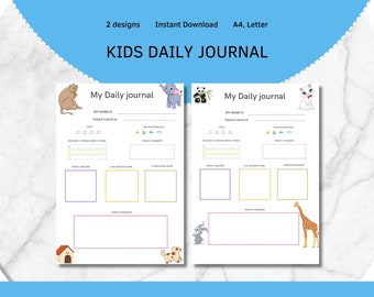 Kids Journal Printable Daily Diary for Children Gratitude - Etsy