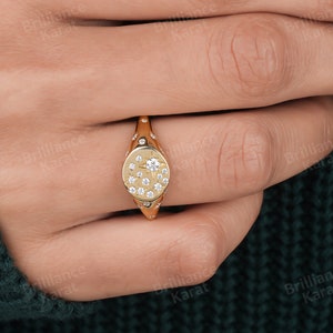 Signate Ring 14K Gold Signet Ring Statement Ring Pinky Ring For Her Monogram Ring Solid Gold Ring For Women Signet Gold Ring Gift For Her