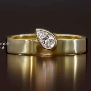 Birne Form Moissanite Lünette Set Ring Statement-Ring für sie Einzigartige Zigarren Band Verlobungsring Moissanite Chunky Hochzeitsband Frauen Breitband