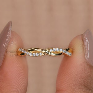 Infinity Ring Moissanite Eternity Ring 14K Solid Gold Stacking Ring Infinity Wedding Band for Women Twisted Rope Promise Ring for Her