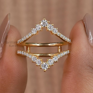 Vintage Moissanite Doppel gebogene Hochzeitsband Roségold Moissanite RingEnhancer Stacking Passendes Versprechen Benutzerdefinierte Trauringe für Frauen