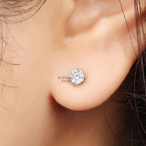 Moissanit Ohrstecker In 925 Silber Paar Ohrringe mit Schraubverschluss Ohrringe für Frauen & Männer Jahrestag Geschenk 4 MM täglich tragen Moissanite Stud