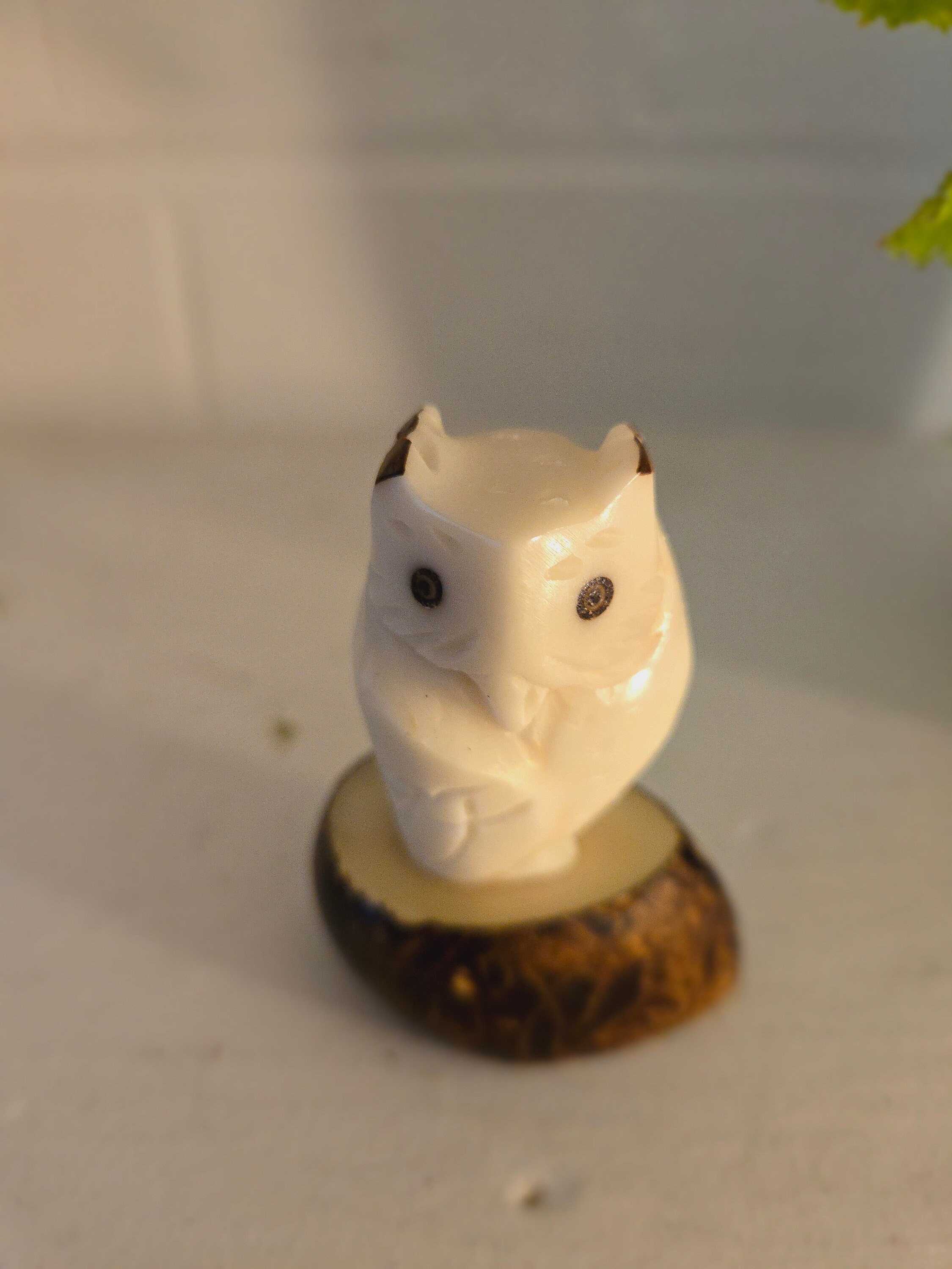 Snowy white Owl Tagua Nut Carving, Owl Decor, Owl sculpture, miniature Owl art, mini owl sculpture