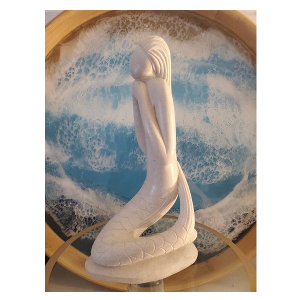 Mermaid Sculpture, Mermaid Figurine, White Mermaid Sculpture, Coastal Decorative Accent, Mermaid Collectibles, Mermaid Lover, Mermaid Gift