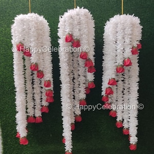 Jasmine Garland Hanging Ceiling Chandelier, Jhoomar- Home, Office, Balcony, Hall, Outdoor Decor, Wedding Decor