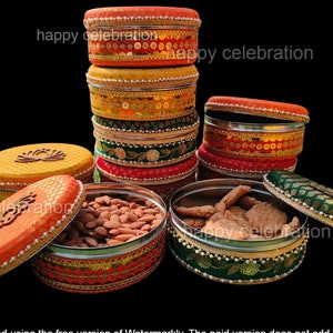 Handgefertigte Ladoo Edelstahl-Geschenkbox Perfekt für Weihnachtsgeschenke, indische Süßigkeitsboxen, Schokoladenbox, Trockenobstbox und Shagun-Box