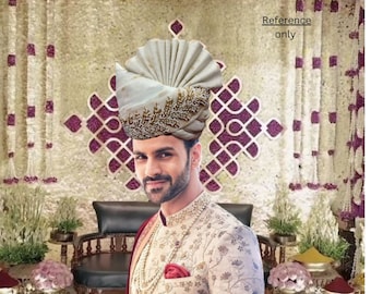 Embroidered White Groom Wedding Safa | Pagri|For Groom|Jodhpuri Safa | Wedding turban| Baraat Wear Safa| Raajputi Safa Free Shipping