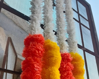 Jasmijn Met Goudsbloem String Voor Bruiloft Decoratie, Achtergrond Voor Ganesh Chaturthi Decoratie, Bloemenslingers Voor Plafond Gratis Verzending
