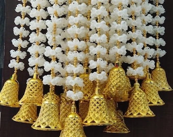 Elegant Handmade Jasmine And Golden Beads With Bells, Mogra Decoration For Indian Wedding Decoration, Festival Decoration Free Shipping