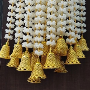 Mogra Garland  With Bells, Mogra Jasmine Artificial Flower For Wedding Decoration, Temple  Decoration ,Mandap Decoration  Southindian