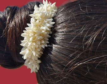 Haarschmuck,weißer Gajras,Haldi Holud Schmuck,Mayoon Schmuck, indischer Blumenschmuck, Mehndi Schmuck,Gajra Zubehör