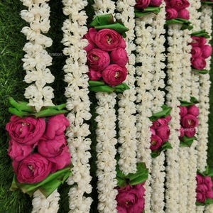 Handmade Mogra & Ranunculus Flower Garland: Indian Wedding Decor