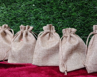 Handmade Jute Potli Bag: Small Candy & Jewelry Pouch, Wedding Favor