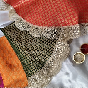 Brocade Thali & Cover Set | Decorative Pooja Aarti Plate Decoration  | Indian Wedding, Karwa Chauth  And Festival Gift Packing Thal posh