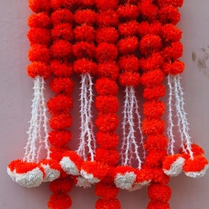Red White And Yellow Marigold Rajnigandha Bunch Garlands,Decoration For Christmas,Wedding,Temple and Mandap Decoration With Free Shipping