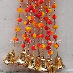 Bellissime ghirlande di pompon, bandierine, decorazioni da parete, perfette per matrimoni indiani, decorazioni per feste e fondali festivi.