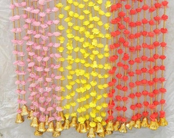 Guirlande de fleurs roses : décoration de mariage indienne (4 pieds)