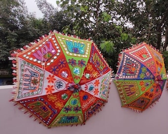 Embroidered Cotton Umbrella, Indian Wedding Parasol, Party Decoration